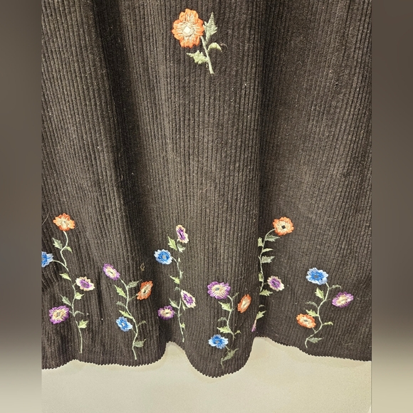 Vintage - Hand Embroidered PAPY BOEZ Black Corduroy Maxi Jumper - XL - Picture 4 of 8